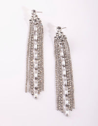 Silver Diamante Cup Chain Drop Earrings - link has visual effect only