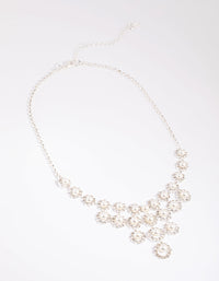 Silver Diamante Surrounded Pearl Necklace - link has visual effect only