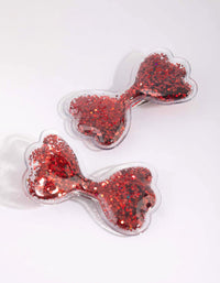 Kids Red Bow Clips - link has visual effect only