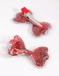 Kids Red Bow Clips - link has visual effect only