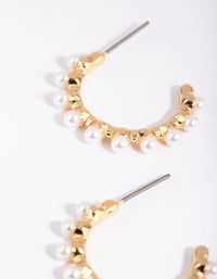 Gold Plated Hoop Earrings with Freshwater Pearls - link has visual effect only