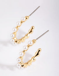 Gold Plated Hoop Earrings with Freshwater Pearls - link has visual effect only