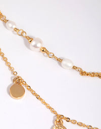 Gold Plated Disc Necklace with Freshwater Pearl - link has visual effect only