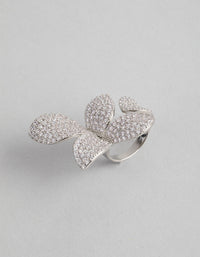 Rhodium Cubic Zirconia Butterfly Ring - link has visual effect only