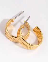 Gold Plated Textured Hoop Earrings - link has visual effect only