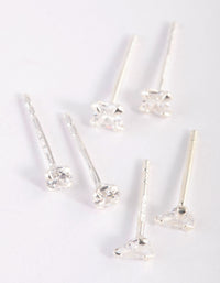 Sterling Silver Cubic Zirconia Stud Earring Pack - link has visual effect only