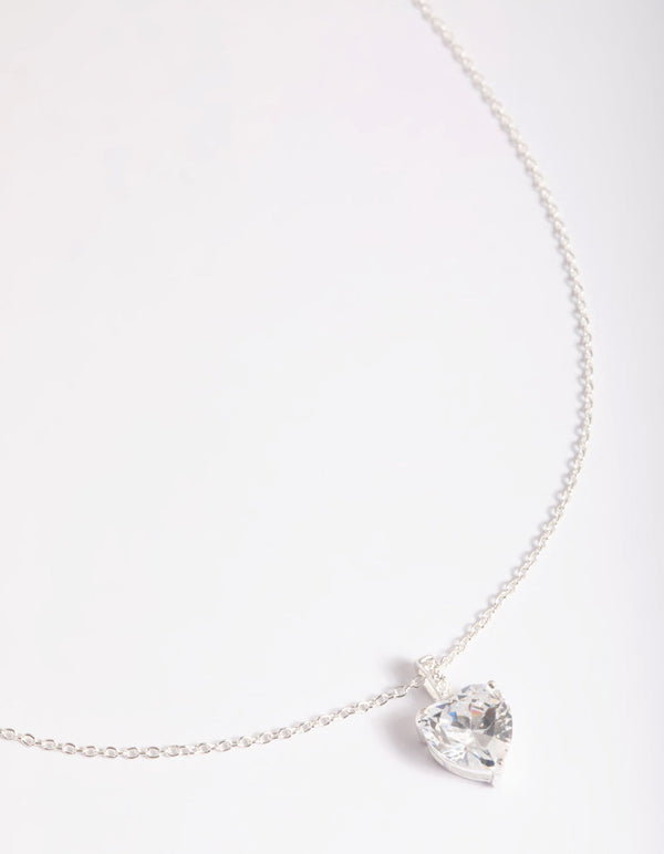 Sterling Silver Cubic Zirconia Heart Necklace