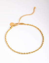 Gold Plated Stainless Steel Twisted Chain Anklet - link has visual effect only