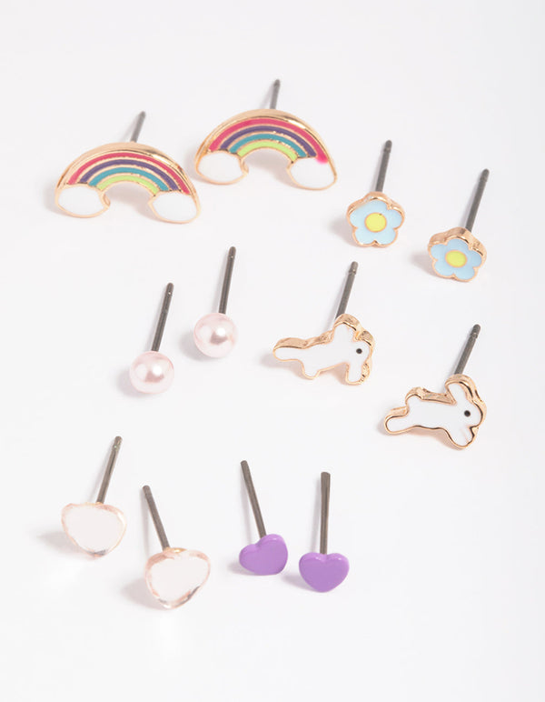 Kids Bunny Garden Stud Earring 6-Pack