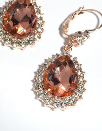 Rose Gold Diamante Drop Earrings - link has visual effect only