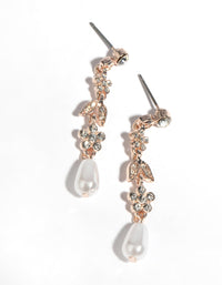 Rose Gold Pearly Floral Drop Earrings - link has visual effect only