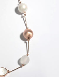 Rose Gold Beaded Long Necklace - link has visual effect only