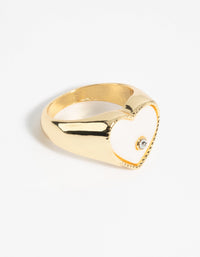 Mother of Pearl Heart Signet Ring - link has visual effect only