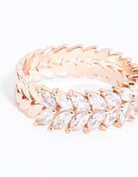 Rose Gold Plated Cubic Zirconia Navette Ring - link has visual effect only