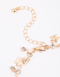 Gold Diamante Butterfly Statement Anklet - link has visual effect only