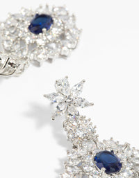 Rhodium Diamond Simulant Sapphire Drop Earrings - link has visual effect only