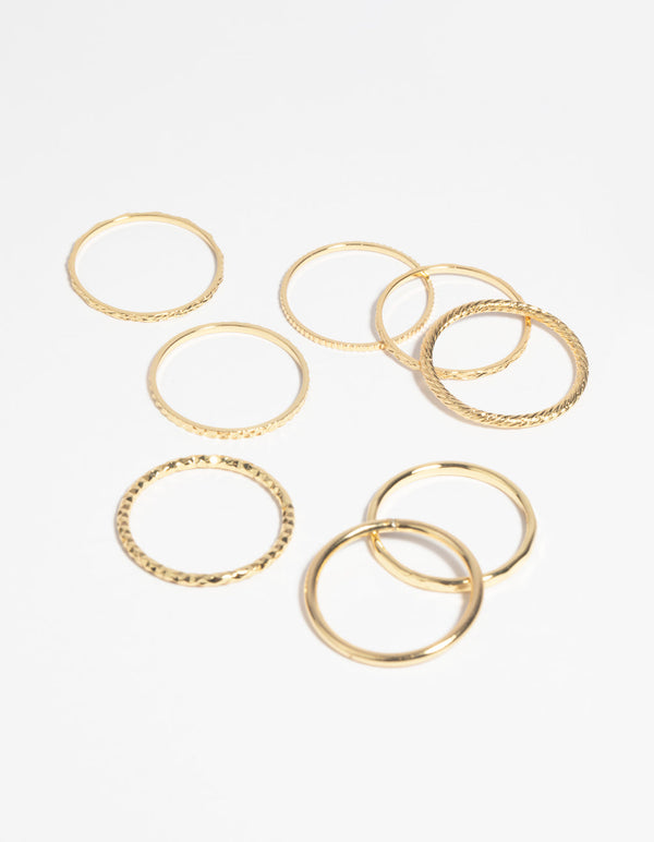 Gold Plated Textured Ring Pack