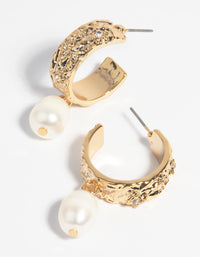 Gold Plated Freshwater Pearl Hoop Earrings - link has visual effect only