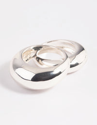 Silver Plated Small & Big Dome Ring Set - link has visual effect only