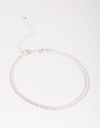 Silver Plated Cubic Zirconia Anklet - link has visual effect only