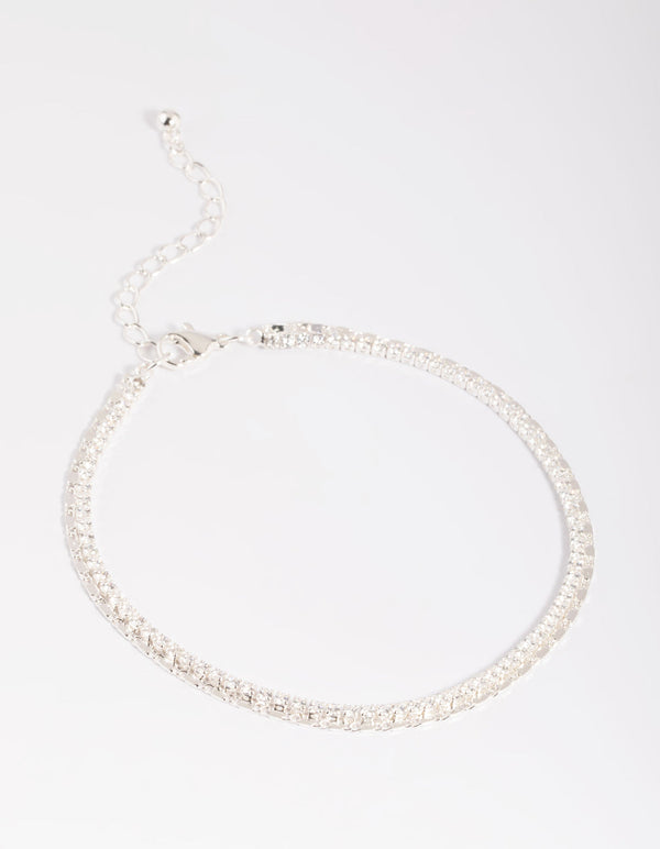 Silver Plated Cubic Zirconia Anklet