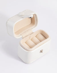 Small Cream Faux Leather Ring Box - link has visual effect only