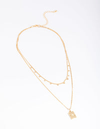 Gold Plated Disc Pendant Layered Necklace - link has visual effect only