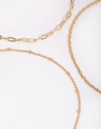 Gold Plated Fine Chain Anklet Set - link has visual effect only