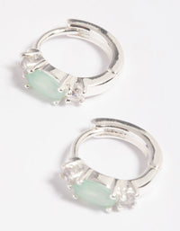 Green Amazonite & Diamante Huggie Hoop Earrings - link has visual effect only