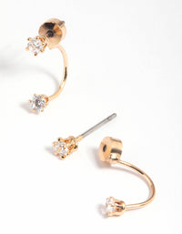 Gold Cubic Zirconia Jacket Earrings - link has visual effect only