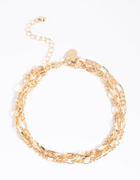 Gold Triple Chain Anklet - link has visual effect only