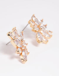 Gold Cubic Zirconia Navette Stud Earrings - link has visual effect only