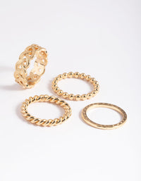 Gold Plated Twisted Ring Stack 4-Pack - link has visual effect only