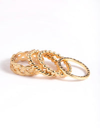 Gold Plated Twisted Ring Stack 4-Pack - link has visual effect only