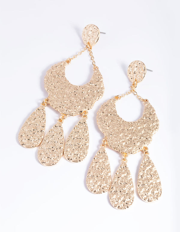 Gold Textured Jingle Drop Earrings