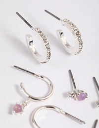 Purple Amethyst Diamante Earring Stack Pack - link has visual effect only