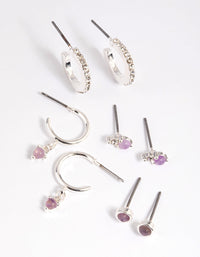 Purple Amethyst Diamante Earring Stack Pack - link has visual effect only