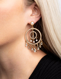 Gold Diamante Circular Vintage Drop Earrings - link has visual effect only