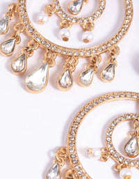 Gold Diamante Circular Vintage Drop Earrings - link has visual effect only