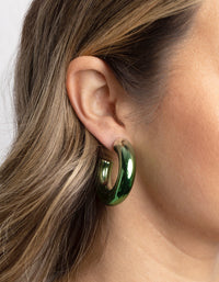 Matte Green Thick Hoop Earrings - link has visual effect only