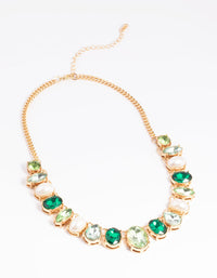 Green Stone & Pearl Collar Necklace - link has visual effect only