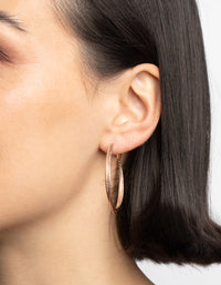 Rose Gold Textured Criss Cross Hoop Earrings - link has visual effect only