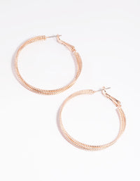 Rose Gold Textured Criss Cross Hoop Earrings - link has visual effect only