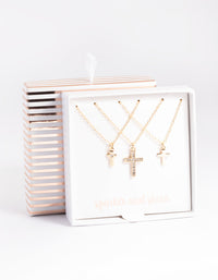 Gold Small & Medium Cross Necklace Pack - link has visual effect only