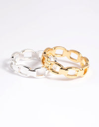 Gold Plated Double Chain Ring - link has visual effect only