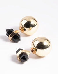 Gold & Black Sandwich Stud Earrings - link has visual effect only