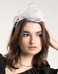 White Petal Sinamay Fascinator - link has visual effect only