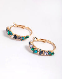 Gold Mini Cluster Diamante Hoop Earrings - link has visual effect only