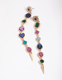 Gold Long Mixed Stone Drop Earrings - link has visual effect only