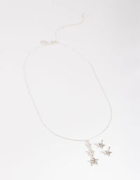 Silver Diamante Star Drop Necklace & Stud Earrings - link has visual effect only